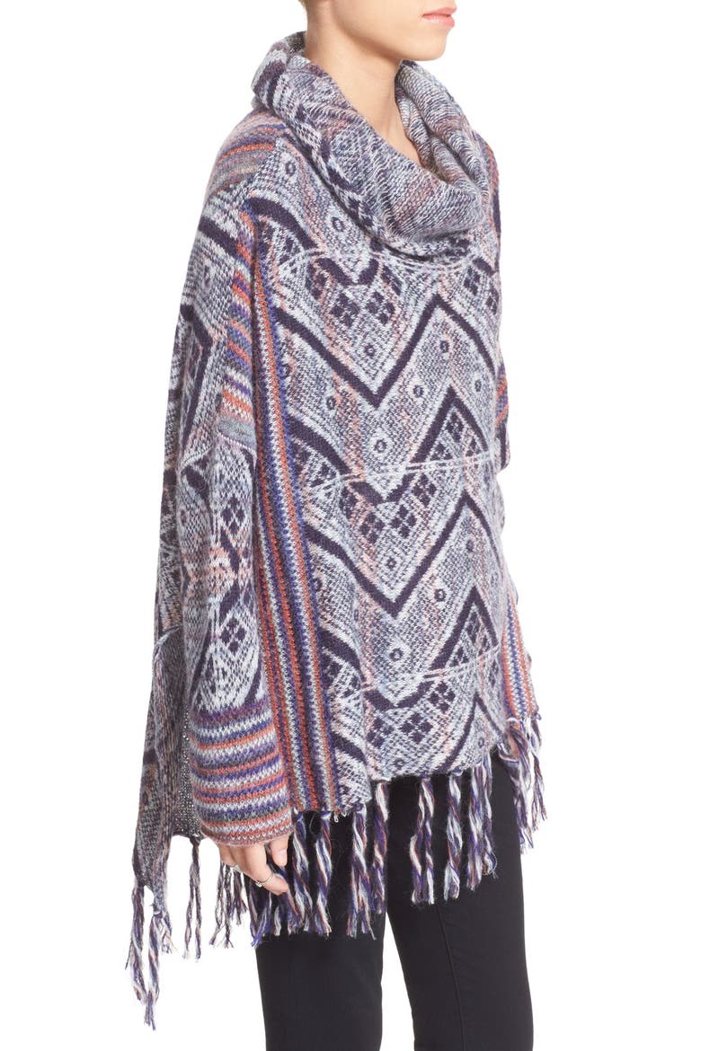 'Be the One' Fringe Poncho, Alternate, color, BLUE MULTI