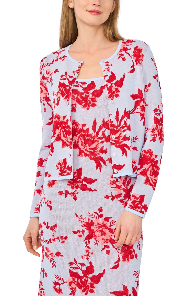 Ted Baker Floral Jacquard Cardigan, Alternate, color, Dusty Sky Blue