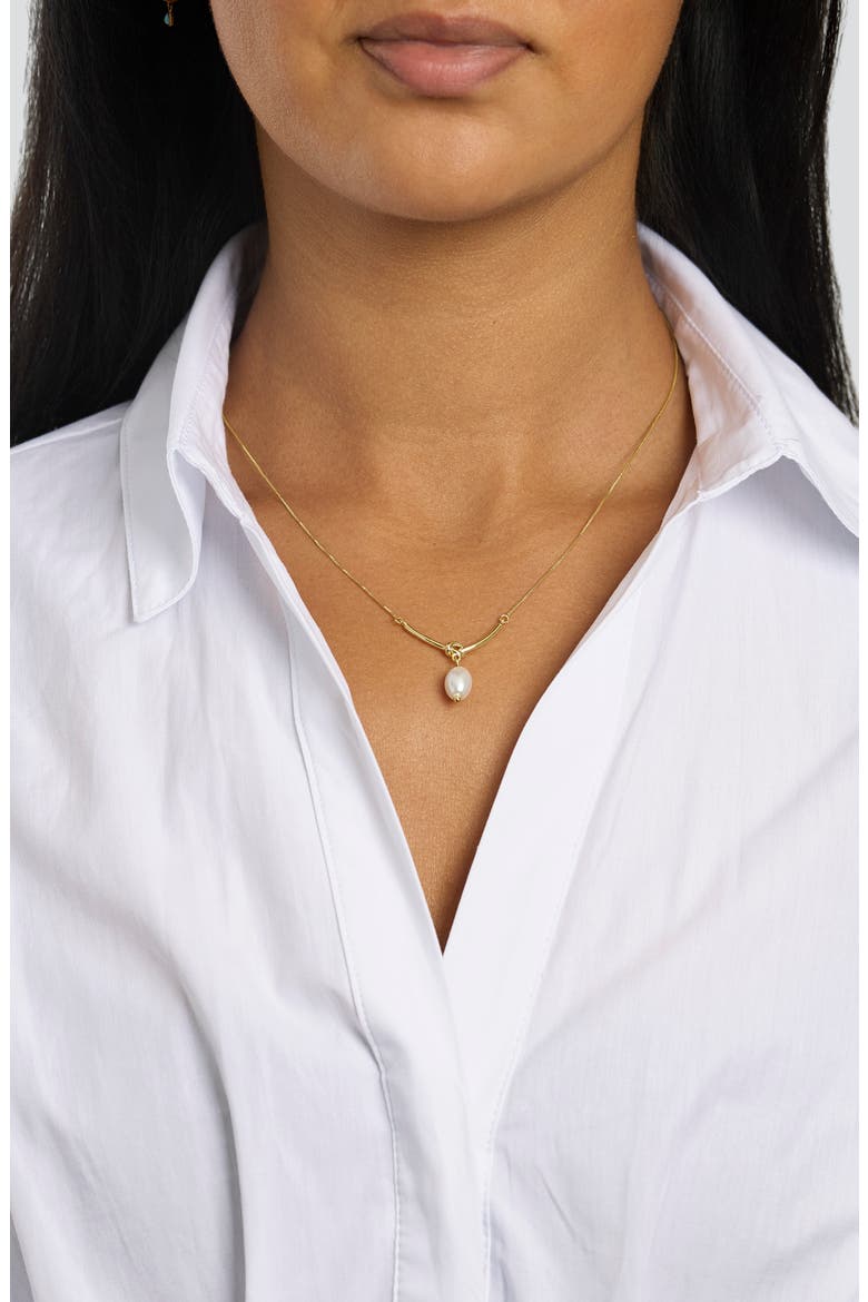 Faux Pearl Pendant Necklace, Alternate, color, GOLD