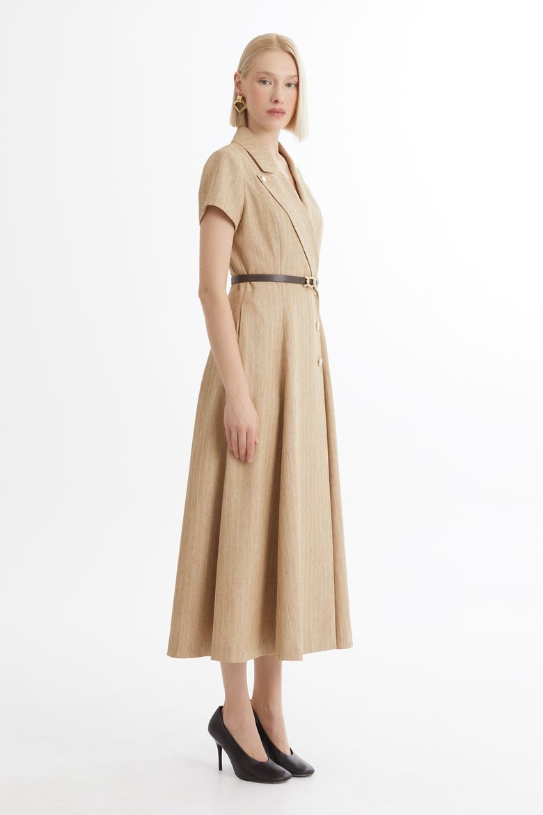 Brown Belted Flounce Dress, Alternate, color, Brown