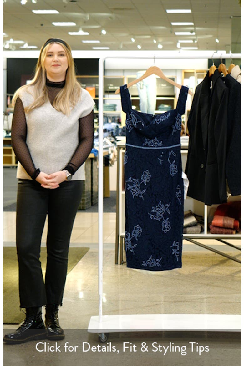 Marietta Beaded Lace Off the Shoulder Cotton Blend Cocktail Dress video