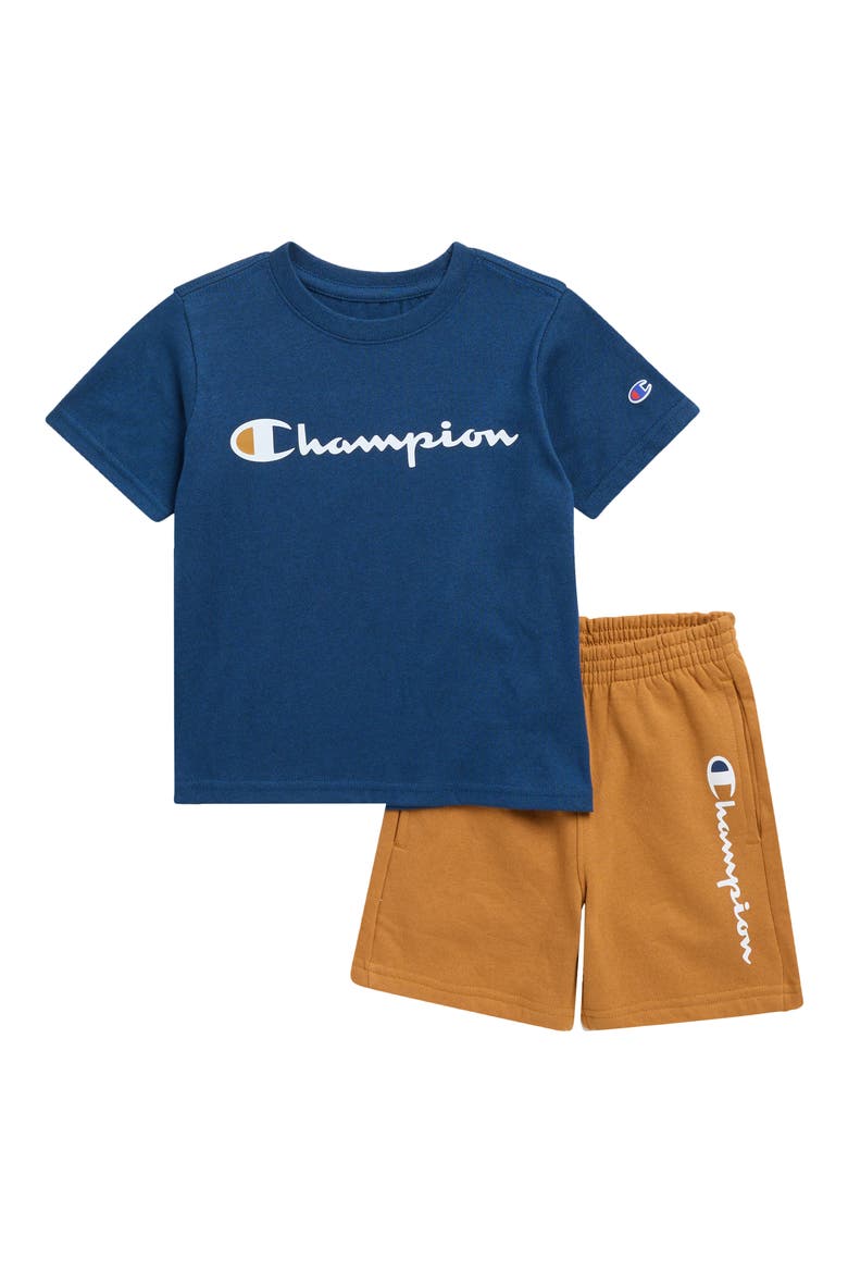 Kids' Logo T-Shirt & Shorts Set, Main, color, ESTATE BLUE