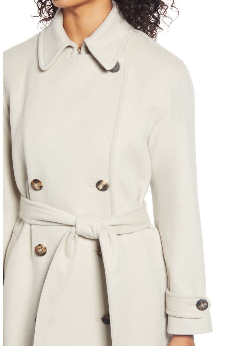 Wool Double Breasted Trench Coat, Alternate, color, SHALE