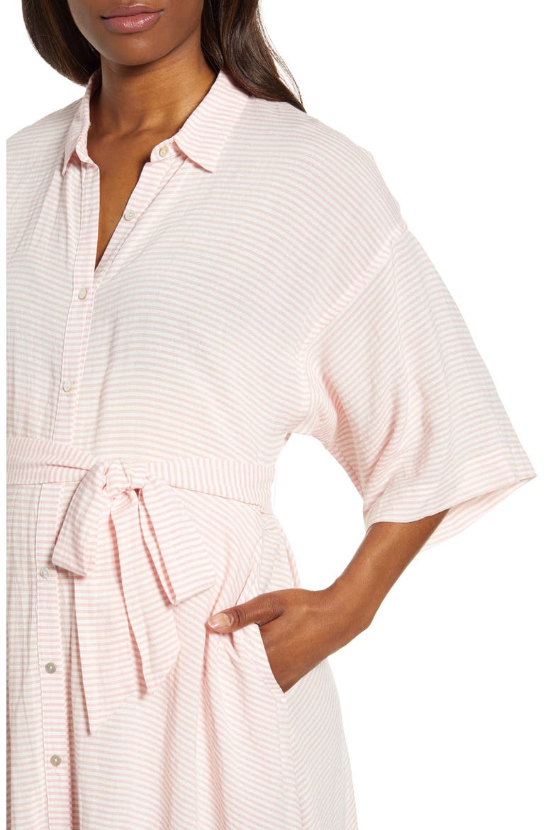 Elsa Belted Shirtdress, Alternate, color, ROSE STRIPE