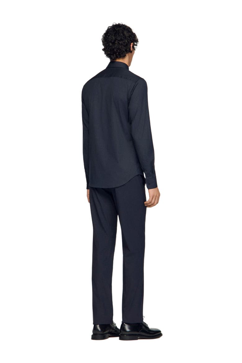 Fitted stretch cotton shirt, Alternate, color, Navy blue