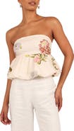 Petal & Pup Aurlie Floral Strapless Cotton Peplum Top