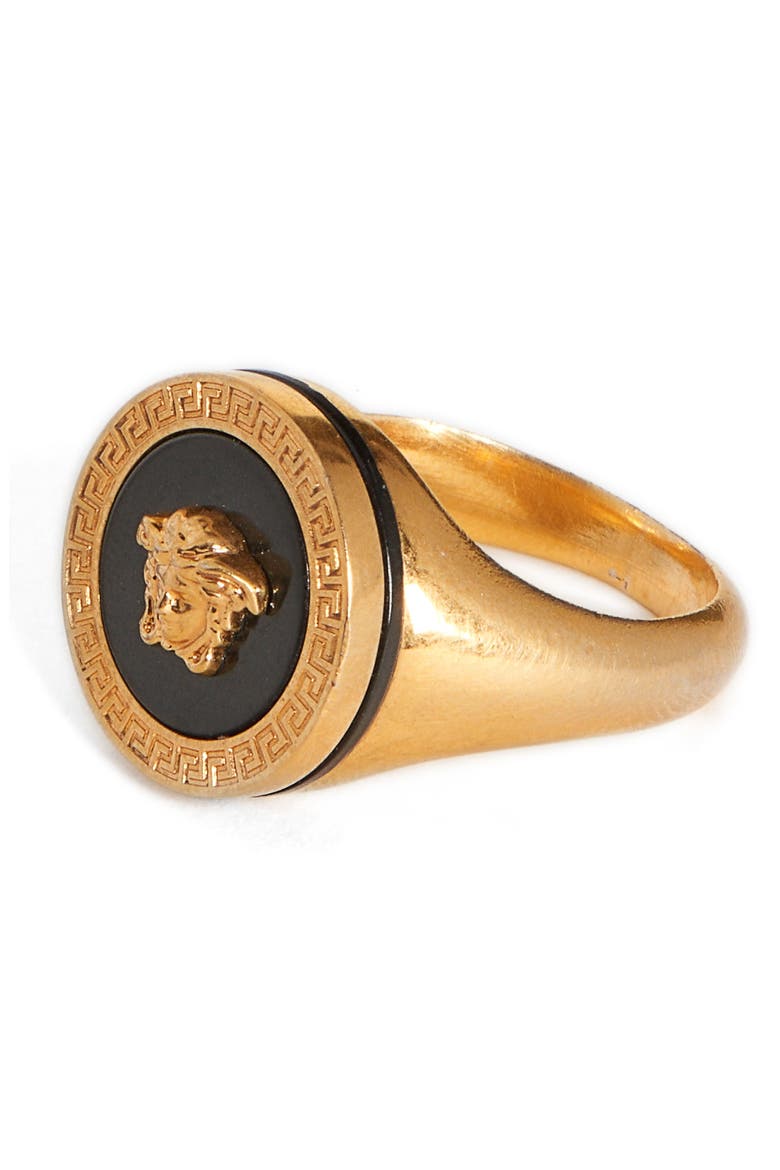 Round Medusa Ring, Alternate, color, BLACK-TRIBUTE GOLD