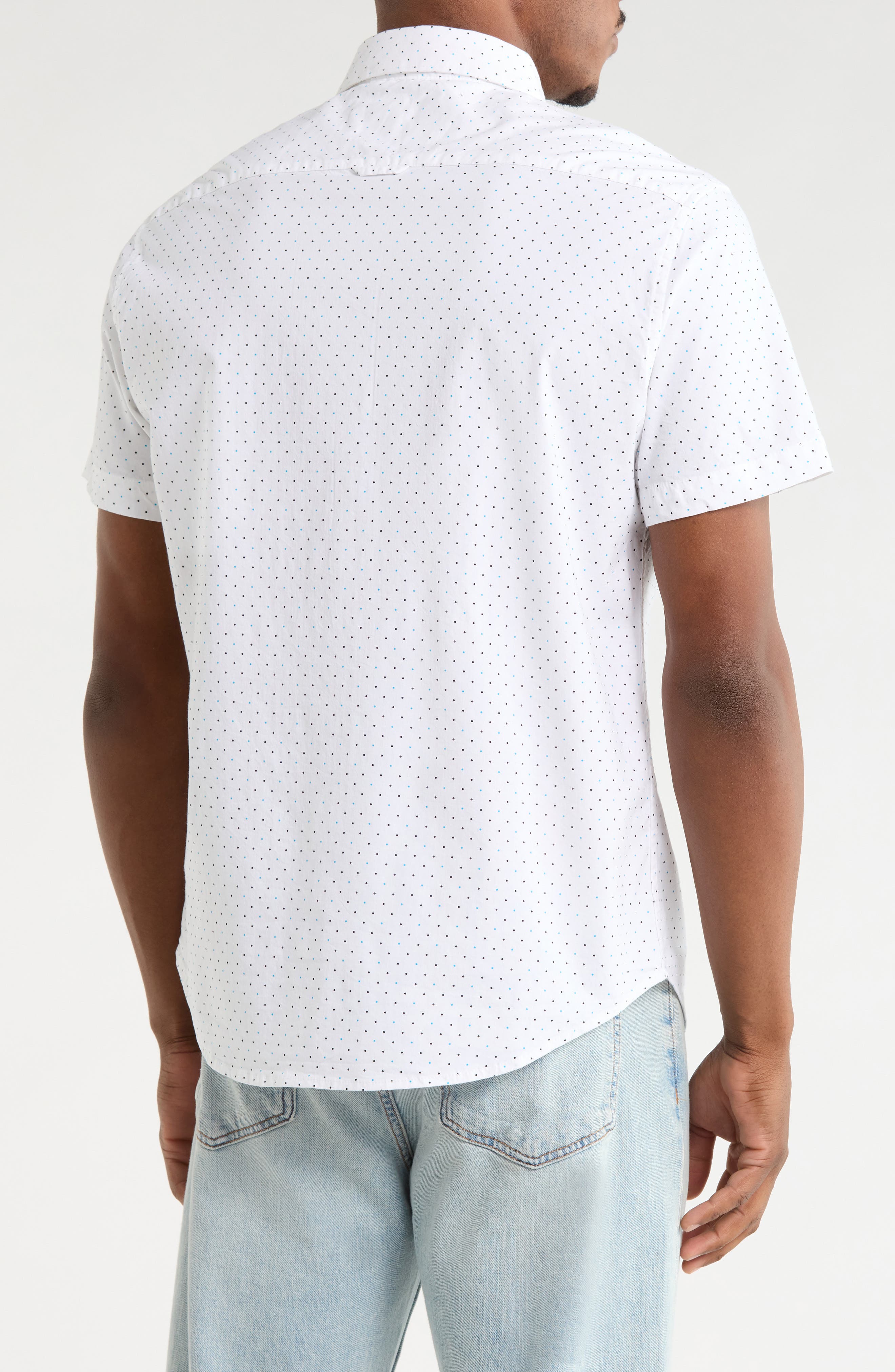 Dot Print Short Sleeve Button-Down Shirt - image 2