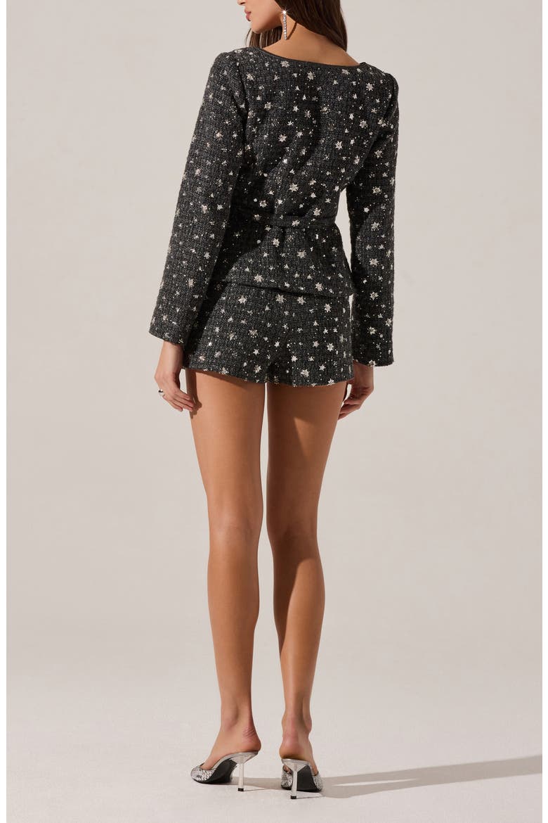 Carolyn Sequin Tweed Jacket, Alternate, color, CHARCOAL