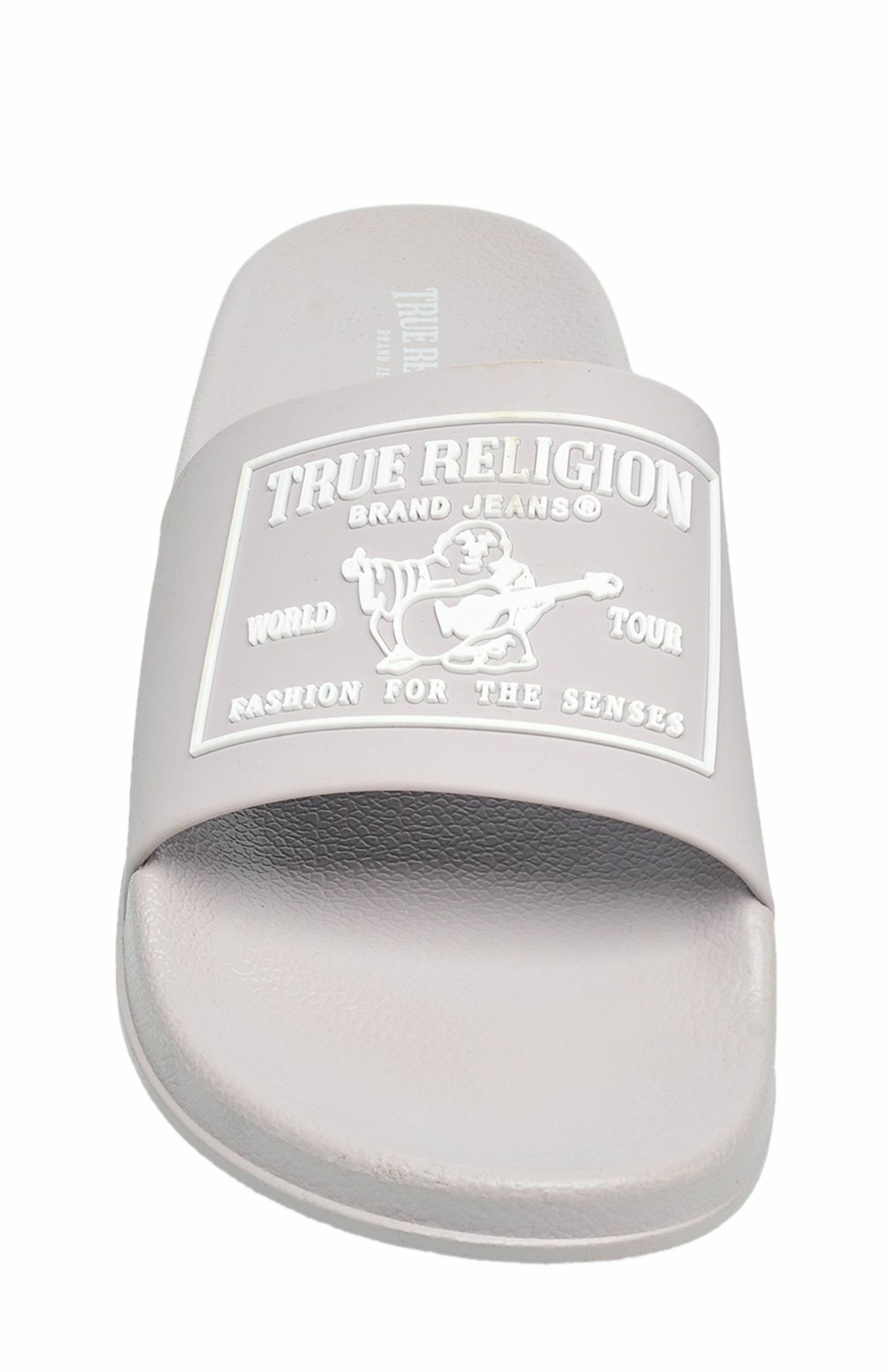 True Religion Men's Kendrick Logo Slide, Alternate, color, Light Grey