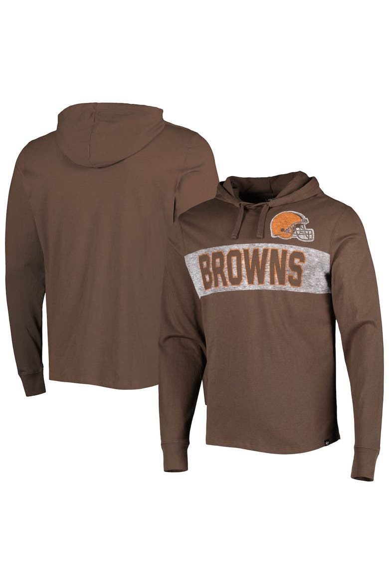 Men's '47 Brown Cleveland Browns Field Franklin Hooded Long Sleeve T-Shirt, Main, color, Brown