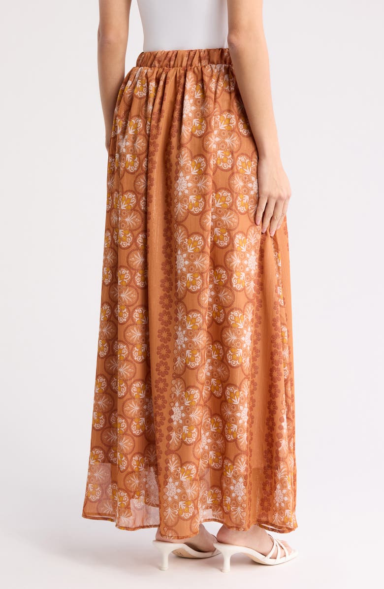 Renee C Print Sheer Maxi Skirt, Alternate, color, Rust