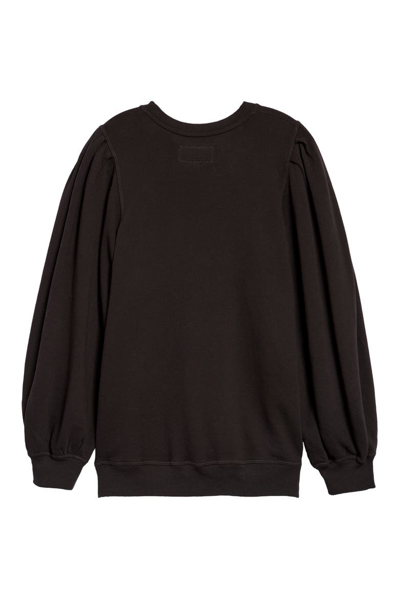 The Pleat Sleeve Sweatshirt, Alternate, color, ALMOST BLACK