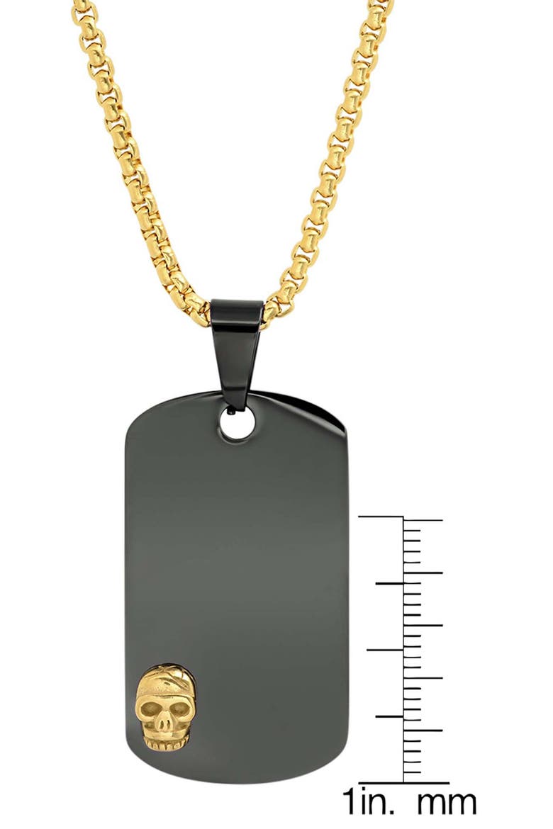 Men's Two Tone Skull Dog Tag Pendant Necklace, Alternate, color, GOLD