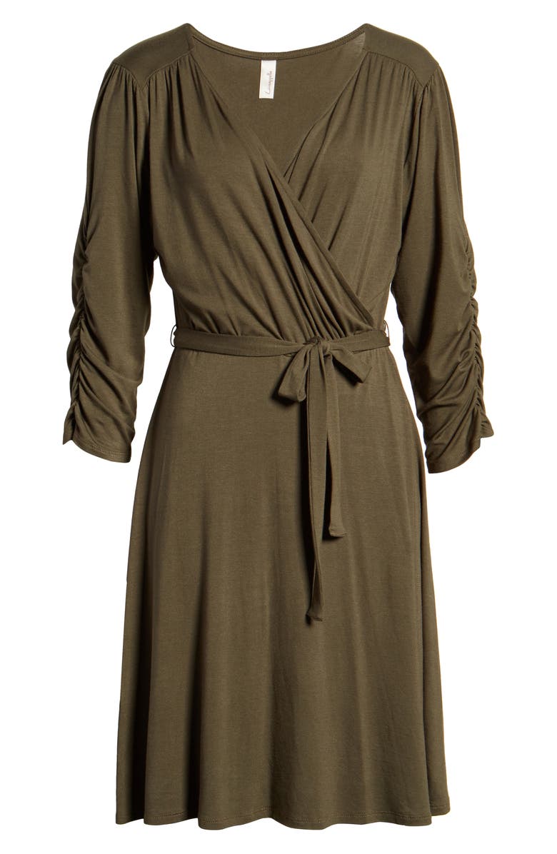 Loveappella Tie Waist Wrap Dress, Alternate, color, 