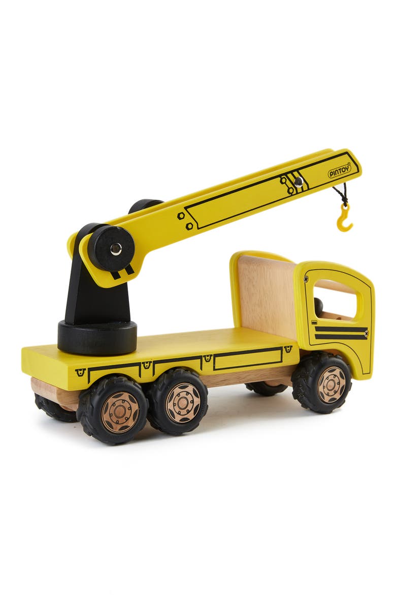 Wood Toy Crane Truck, Alternate, color, YELLOW