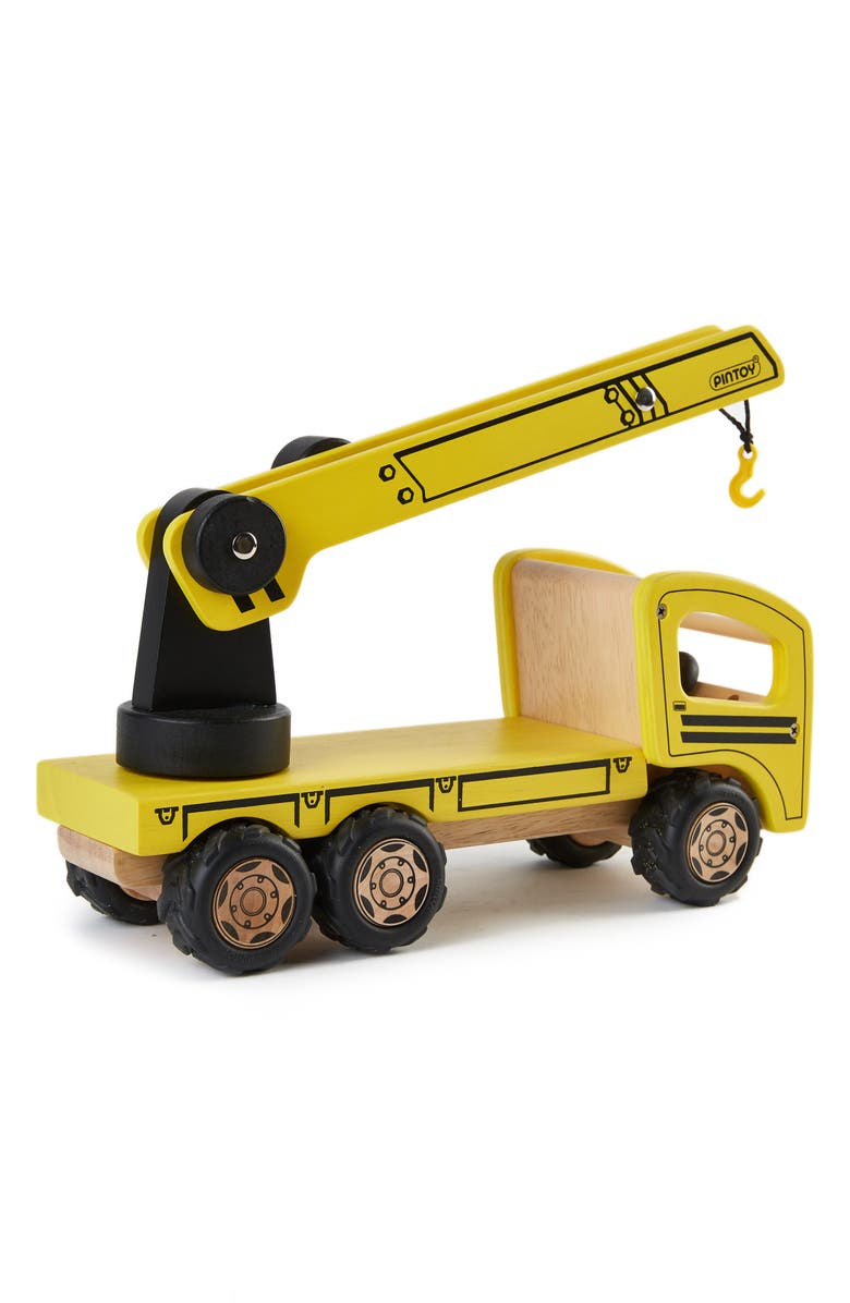 Pintoy Wood Toy Crane Truck, Alternate, color, 