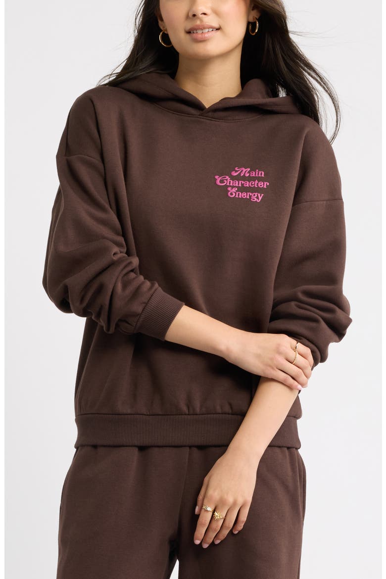 Graphic Hoodie, Alternate, color, BROWN- PINK MAIN CHARACTER ENE