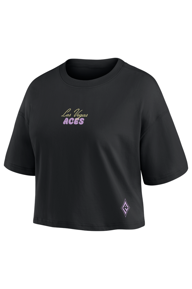 Women's Fanatics A'ja Wilson Black Las Vegas Aces Name & Number Cropped Top, Alternate, color, Black