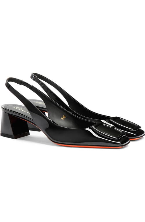 Santoni Lemon Patent Sling Back In Black