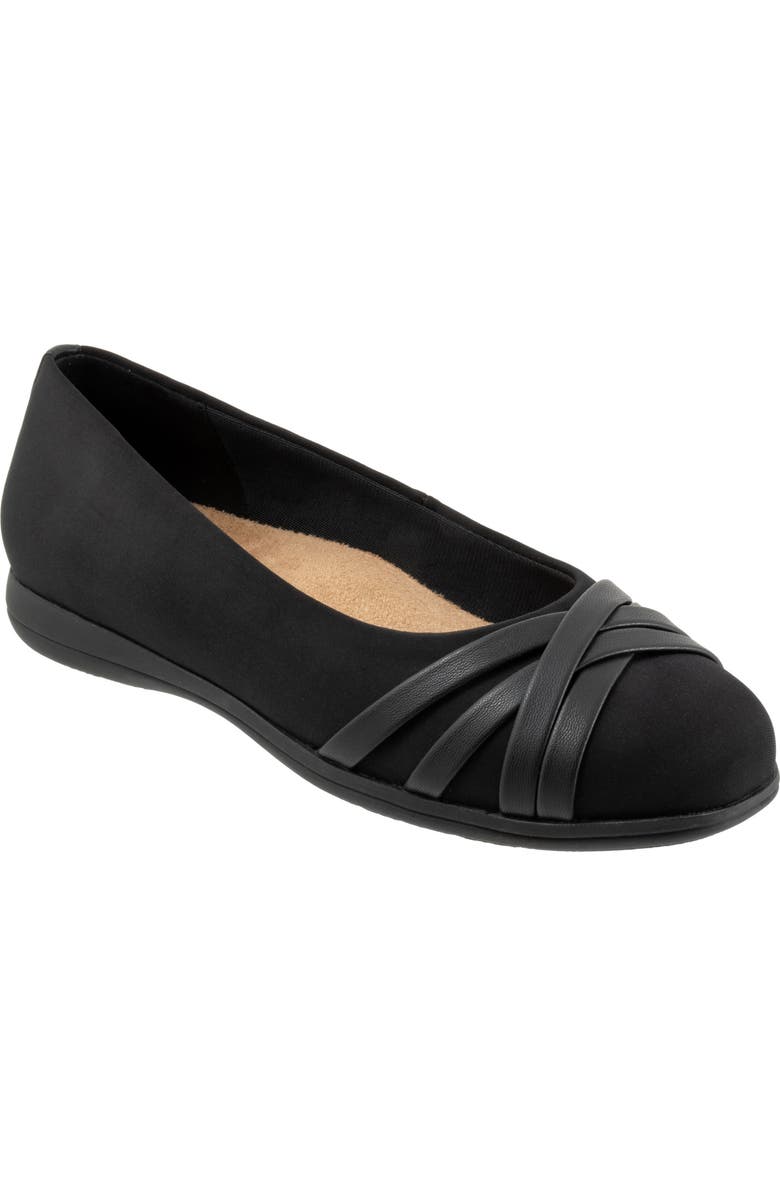 Trotters Daphne Flat, Main, color, Black Micro