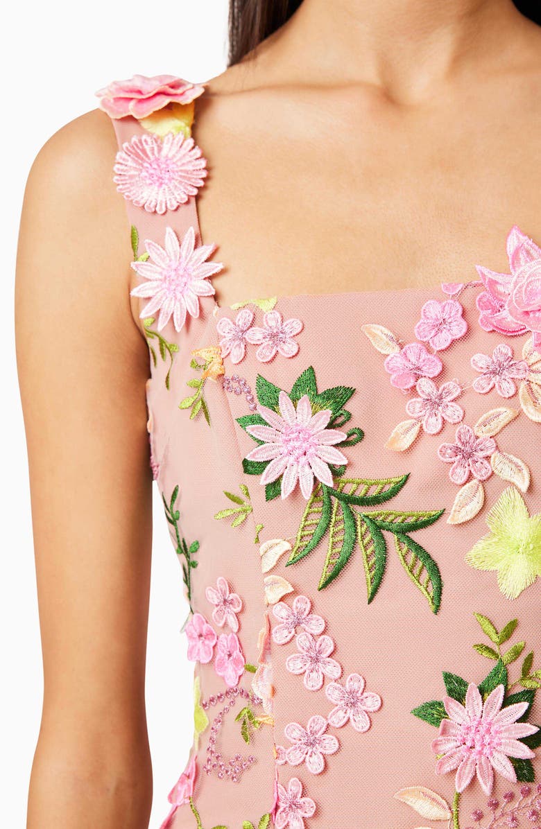 Elliatt Aella Floral Appliqué Cocktail Minidress, Alternate, color, Pink Multi