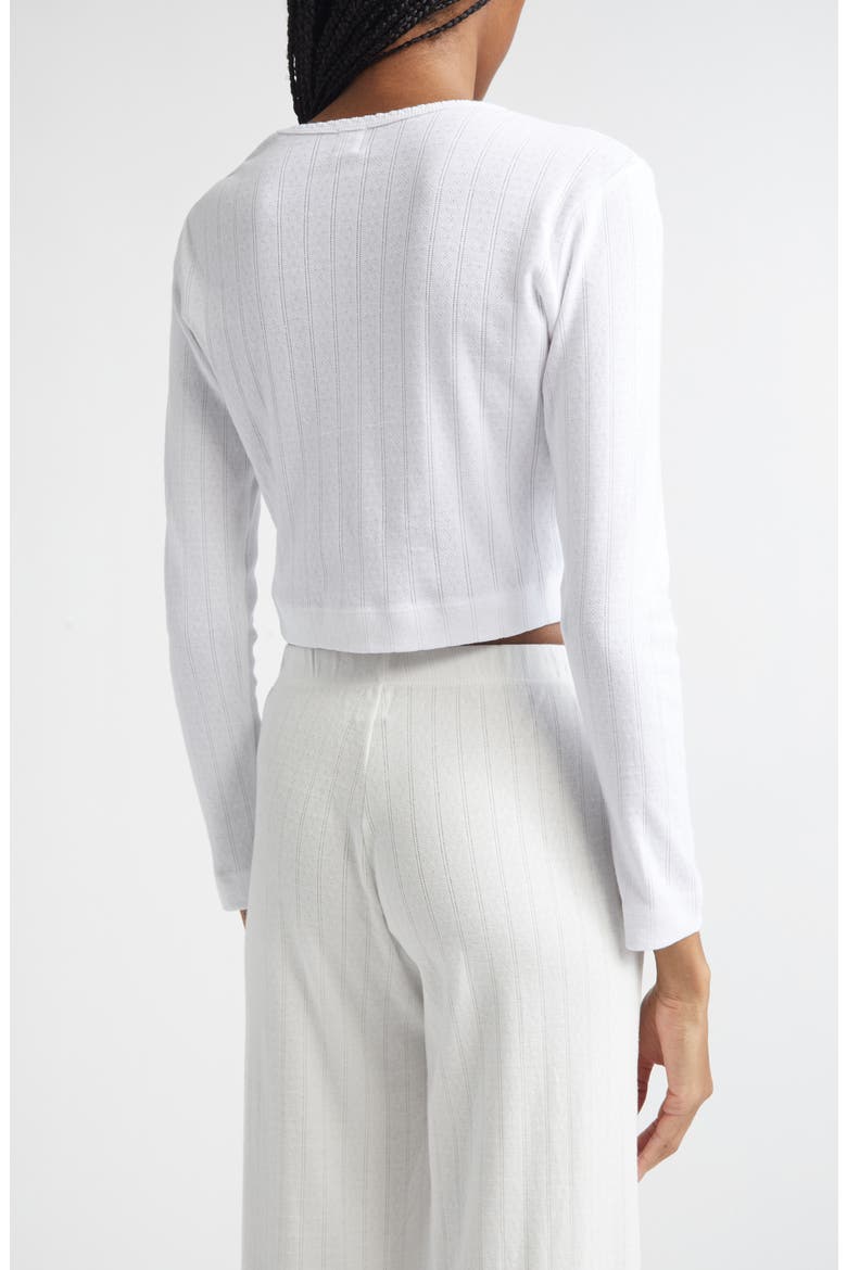 Cotton Pointelle Crop Cardigan, Alternate, color, WHITE