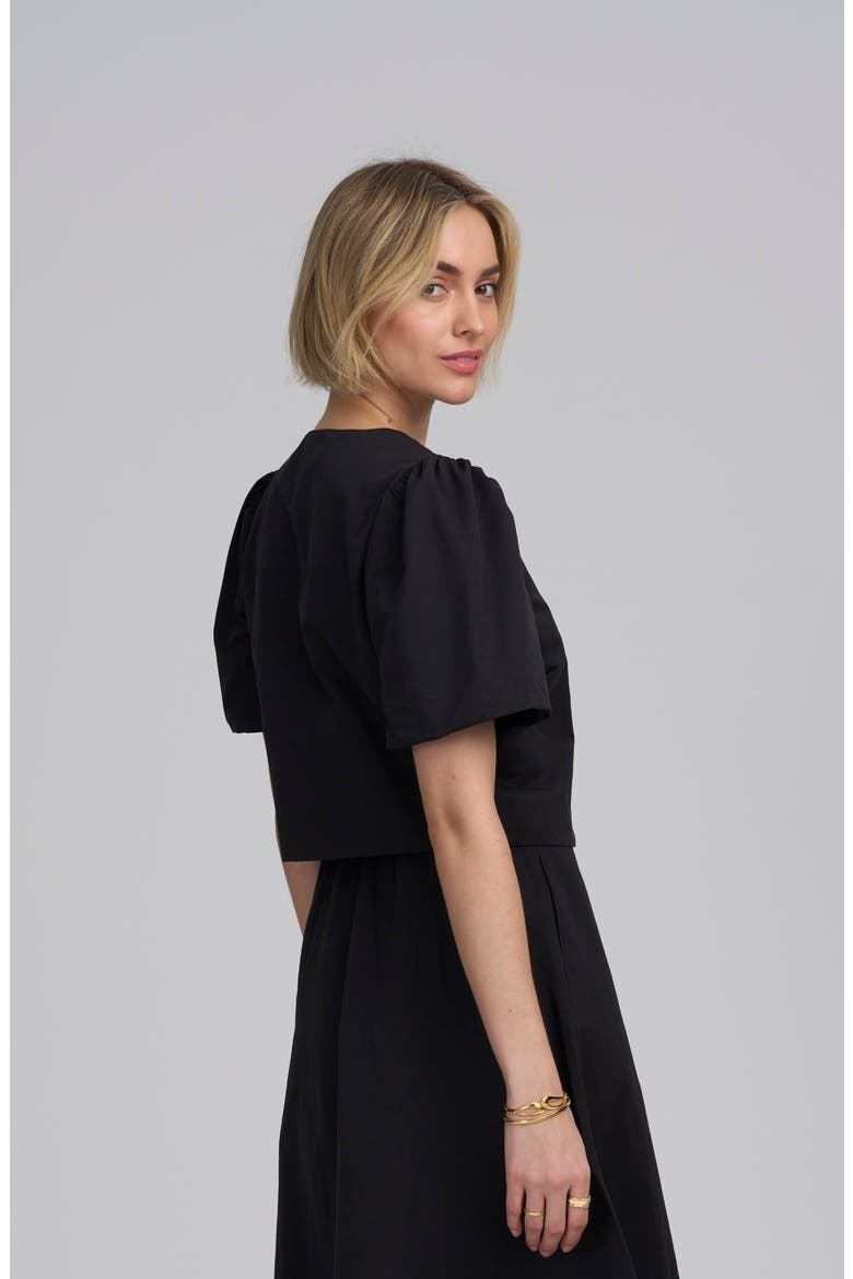 Shirred Sleeve Top, Alternate, color, BLACK