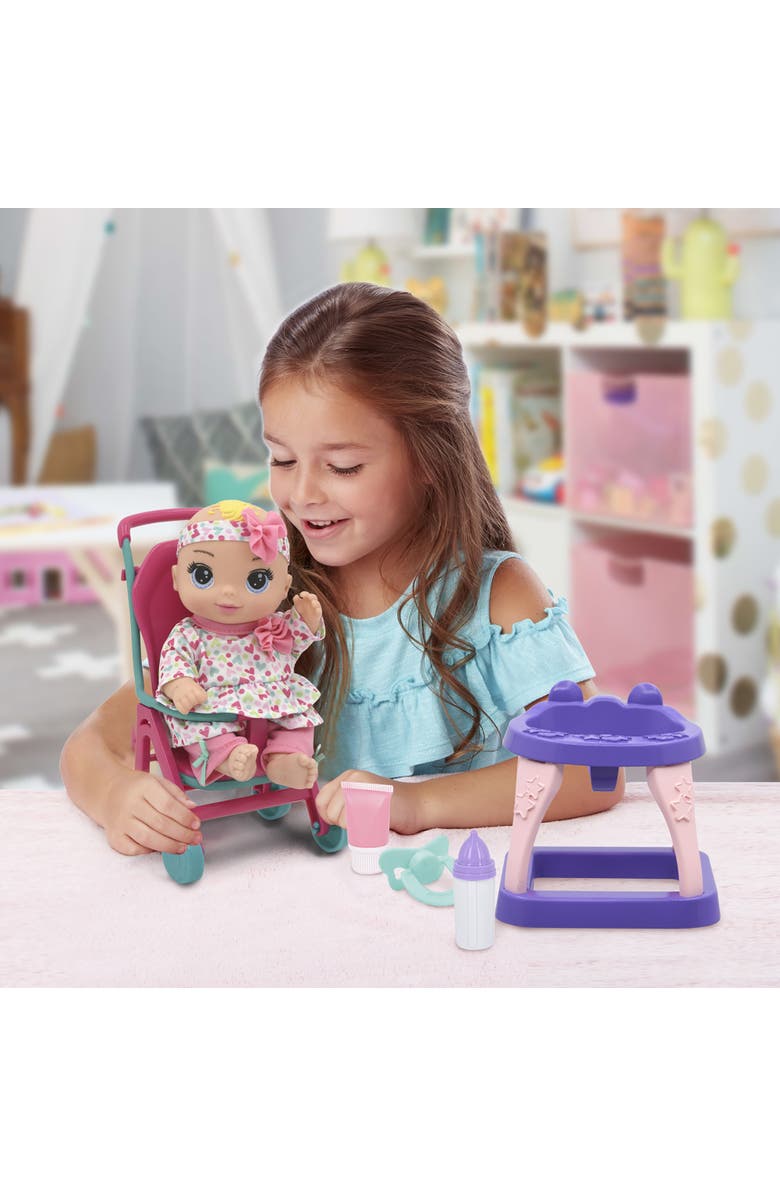 Magic Nursery 8" Doll Stroll N Scoot Set Hearts, Pink, Teal, Purple, Alternate, color, 