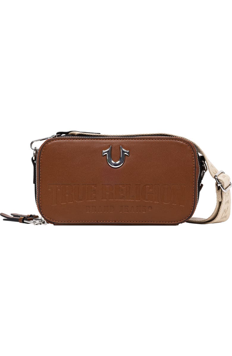 True Religion Double Zip Horseshoe Camera Bag, Main, color, Brown