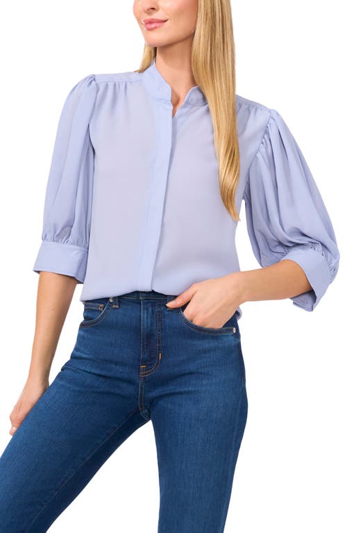 Cece Puff Sleeve Button-up Shirt In Slate Blue