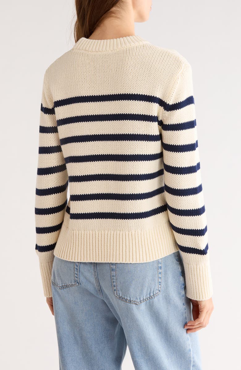 Rails Alise Stripe Crewneck Cotton Sweater, Alternate, color, Ivory Navy Stripe