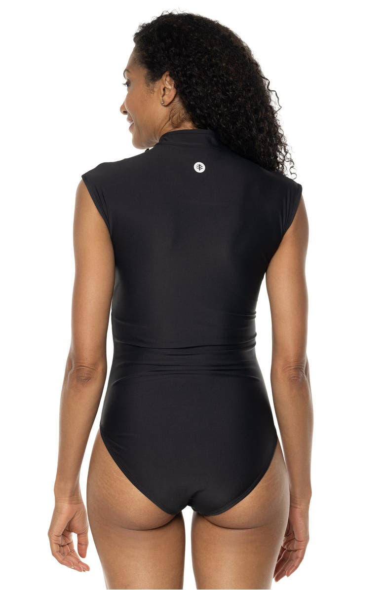 Coolibar Cap Sleeve Swimsuit - UPF 50+ Sun Protection - Sweetwater, Alternate, color, Black