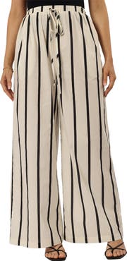 Petal & Pup Silvia Stripe Wide Leg Cotton Drawstring Pants
