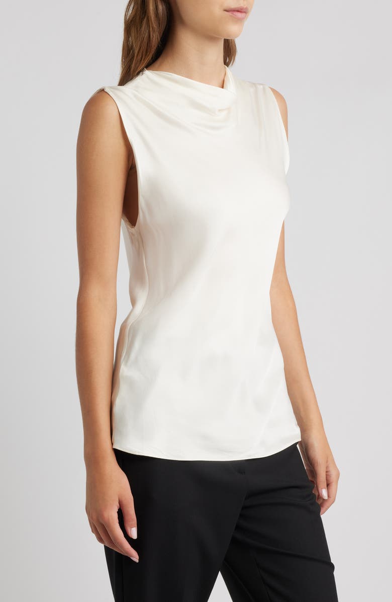 MANGO Mart Drape Neck Top, Alternate, color, Ecru