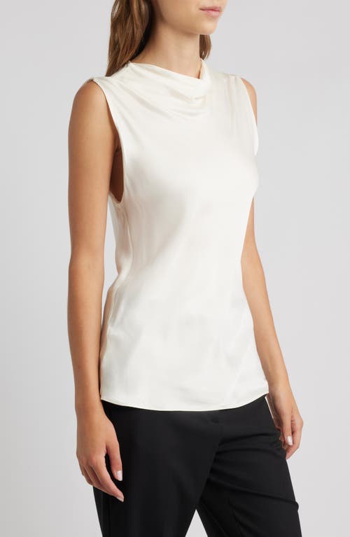 Mango Mart Drape Neck Top In White