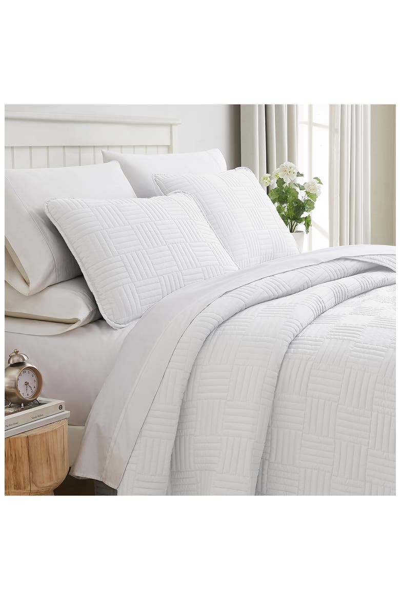 Grid Oversized Quilt Set, Alternate, color, WHITE