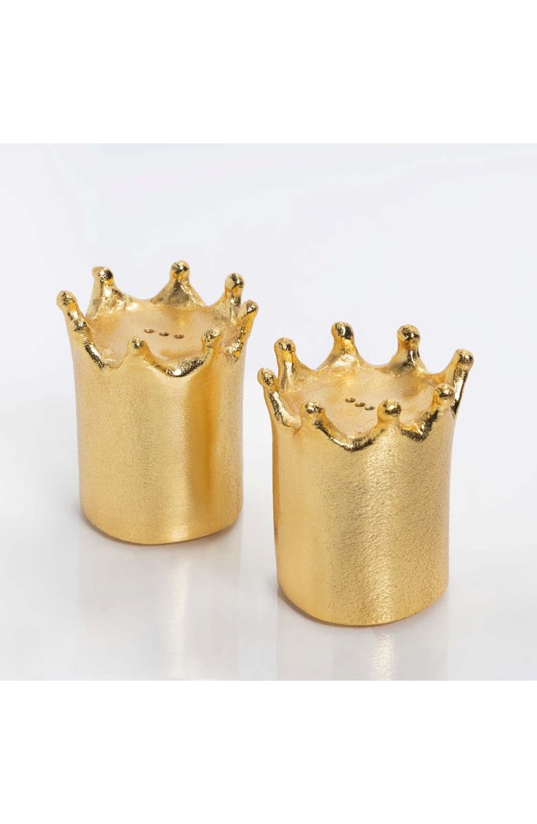 Lunares Crown Salt & Pepper Set, Main, color, Gold