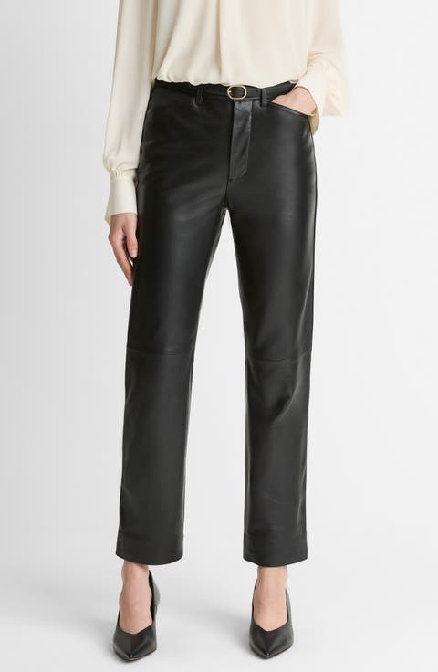 Straight Leg Leather Pants