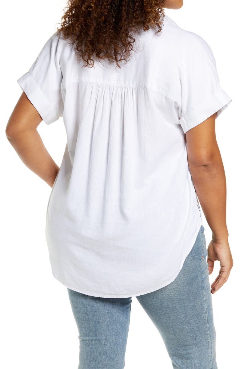 Caslon<sup>®</sup> Linen Blend Camp Shirt, Alternate, color,