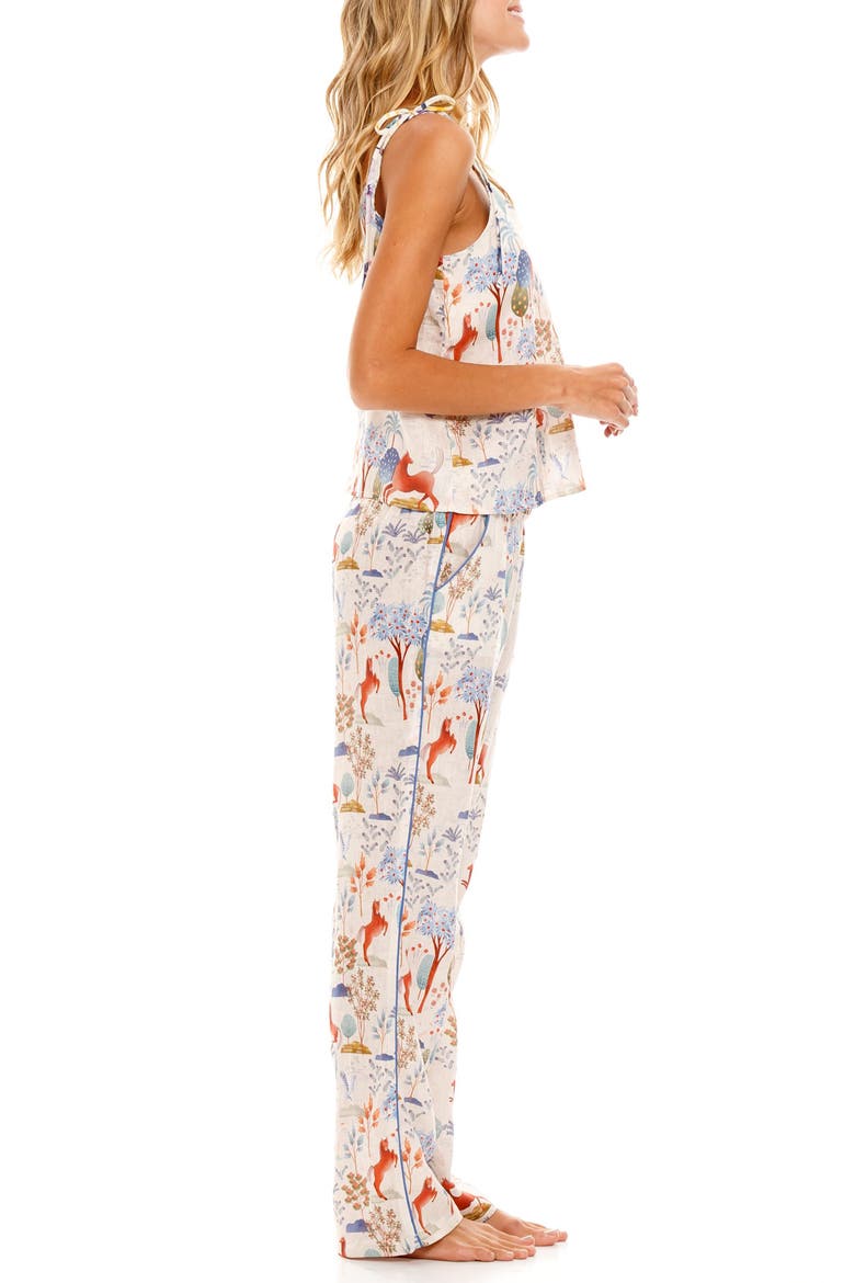 Amelie Equus Linen Pajamas, Alternate, color, BLUE