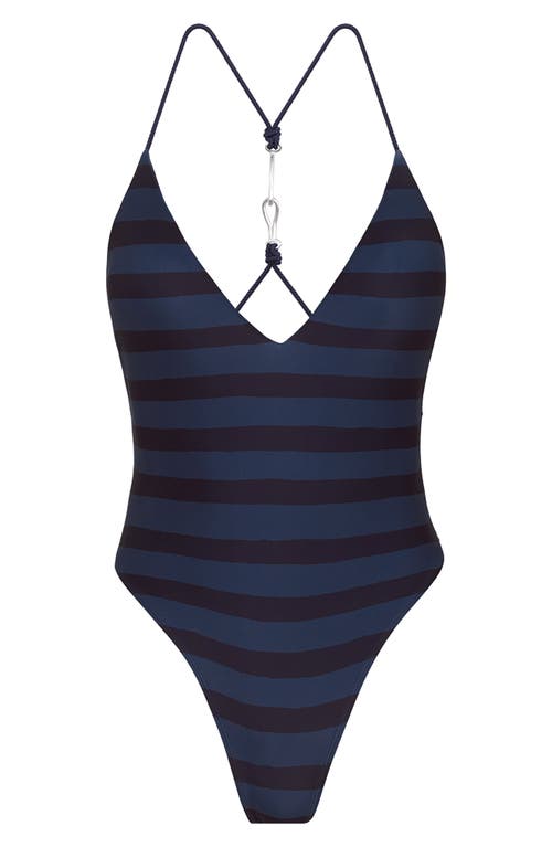 Vix Paula Hermanny Harmonie Alba Open Back One-piece Swimsuit In Blue