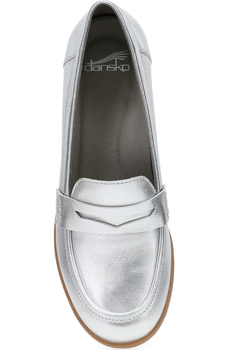 Dansko Danica Waterproof Penny Loafer Pump, Alternate, color, Silver Metallic