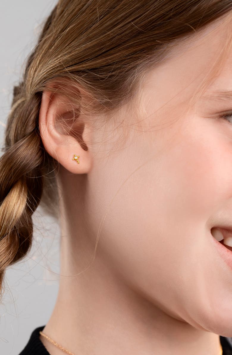 Bony Levy Kids' 18K Gold Diamond Cross Stud Earrings, Alternate, color,