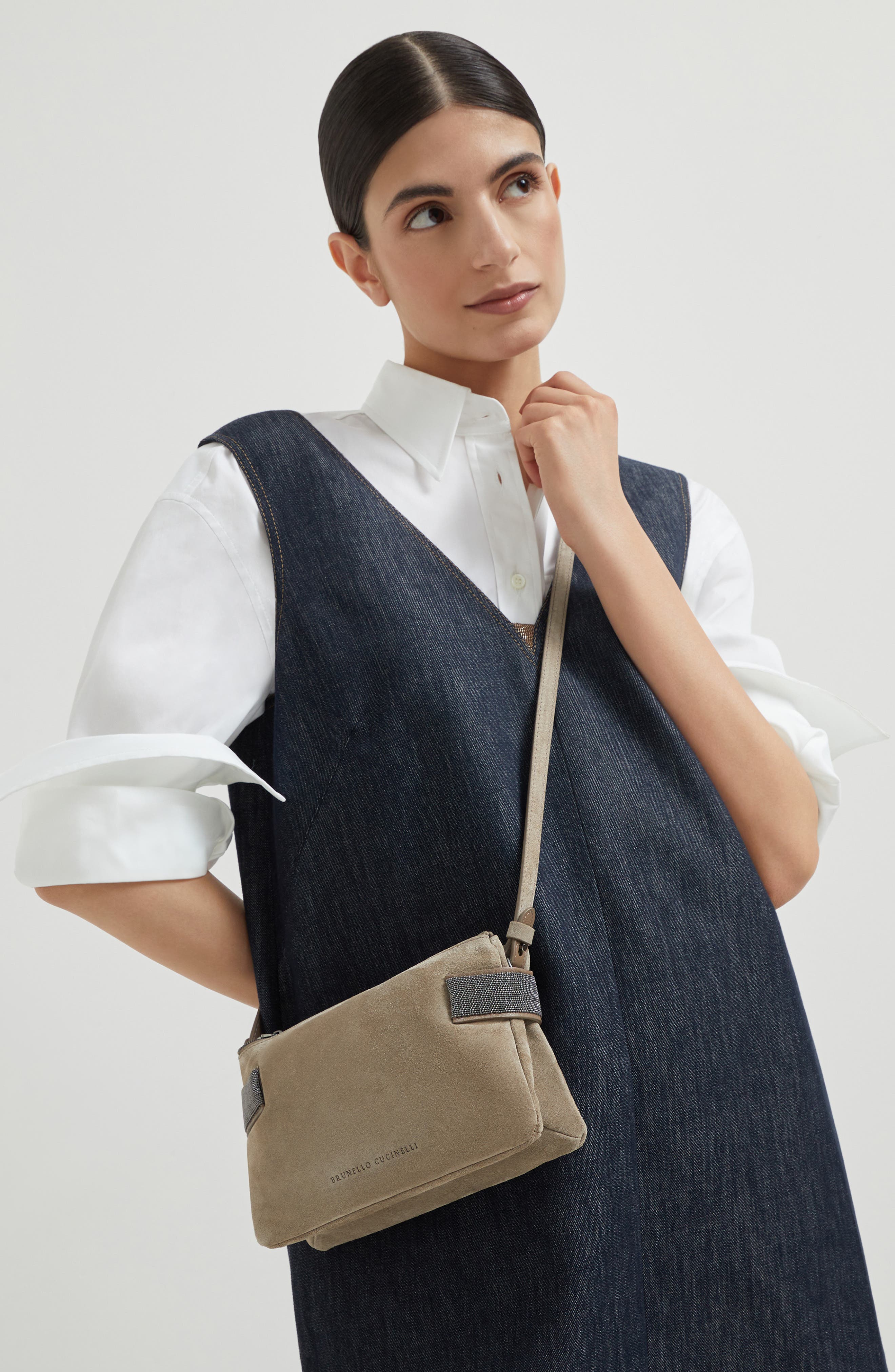 Brunello Cucinelli Essence mini shoulder bag, Alternate, color, Warm Beige