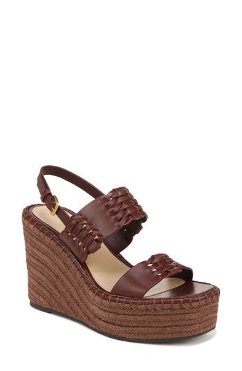 Veronica Beard Riya Slingback Espadrille Platform Wedge Sandal In Cedar