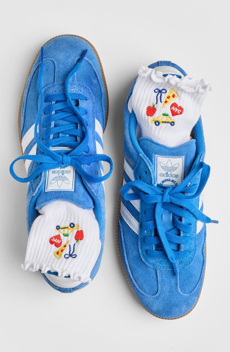 Alice & Wonder New York City Icons Embroidered Ankle Socks, Alternate, color, White / Colorful Icons