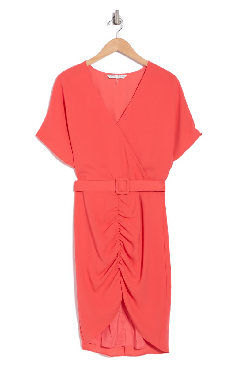 Zest Short Sleeve Belted Faux Wrap Dress