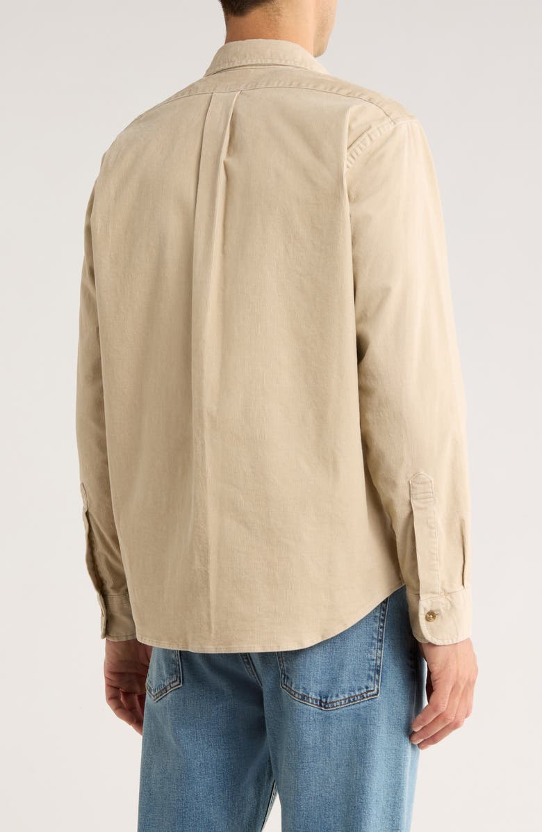 Brooks Brothers Stretch Cotton Corduroy Shirt Jacket, Alternate, color, White Pepper