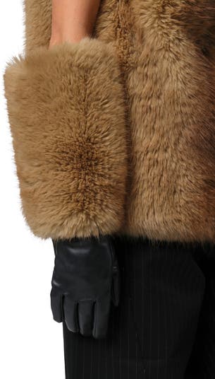 Robi Faux Fur Trim Faux Leather Gloves